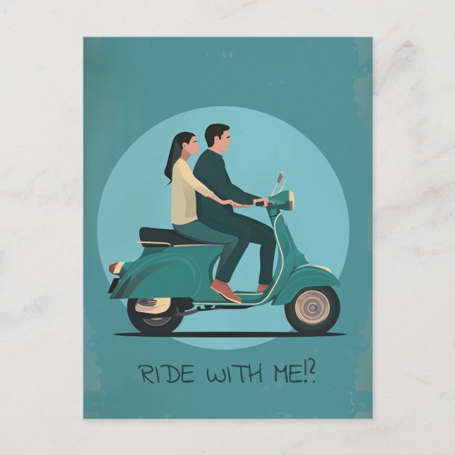 Cartão Postal Casal de Motocicleta (Frente)