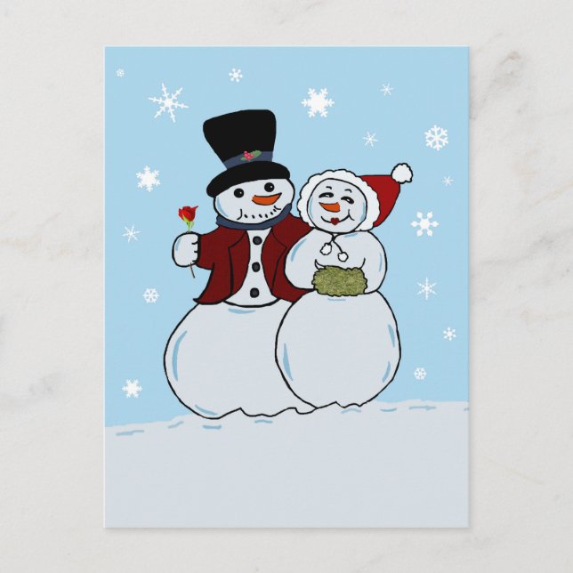 Cartão Postal Casal de neve (Frente)