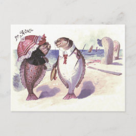 Cartão Postal Casal de Peixes Praia Mar Oceano