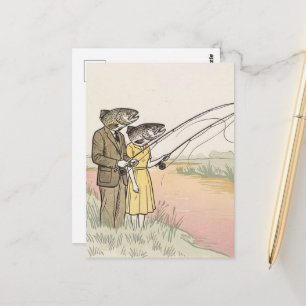 Cartão Postal Casal de Pescaria Surrealista