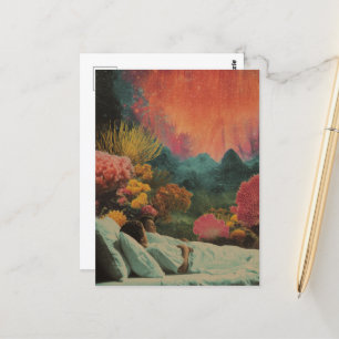 Cartão Postal Casal dormindo sob o mar Surreal Mídia mista