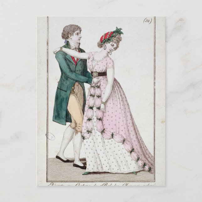 Cartão Postal Casal Elegante Dançando a Valsa (Frente)