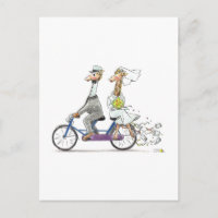 Casal Engraçado de Casamento na Bicicleta