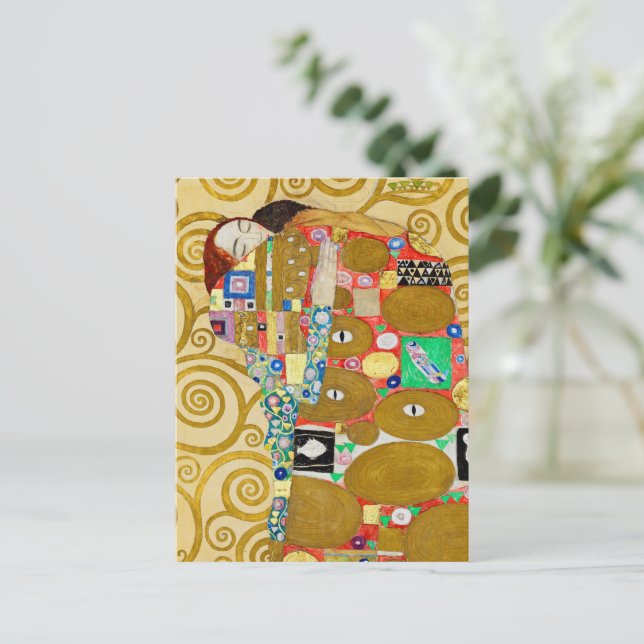 Cartão Postal Casal Gustav Klimt Fulfillment Nouveau (Em pé/Frente)