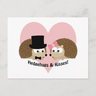 Cartão Postal Casal Hedgehugs e Kisses Hedgehog