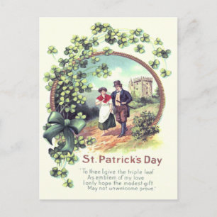 Cartão Postal Casal Irlandês Castelo Shamrock