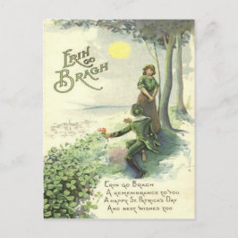 Cartão Postal Casal Irlandês Fofo Shamrock Sol