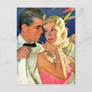 Cartão Postal Casal jovem apaixonado saindo, romântico antigo