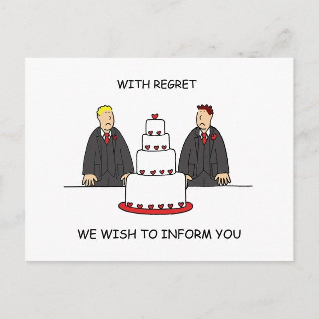 Cartão Postal Casal Masculino de Cartoon de Cancelamento de Casa (Frente)