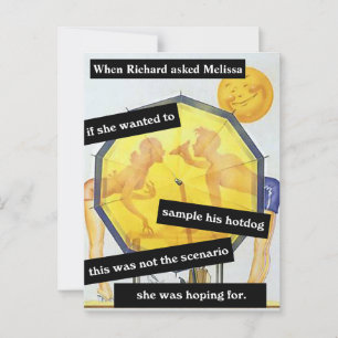 Cartão Postal Casal na Praia com Cachorro Quente Personalizado D