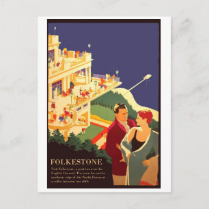 Cartão Postal Casal na praia Folkestone