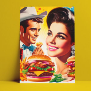 Cartão Postal Casal Retro de Fast Food