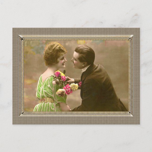 Cartão Postal Casal romântico - me dê um beijo (Frente)