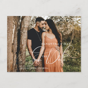 Cartão Postal Casal Simples, Duas Fotos, Save the Date Elegante