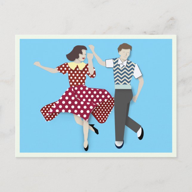 Cartão Postal Casal Swing Dance (Frente)