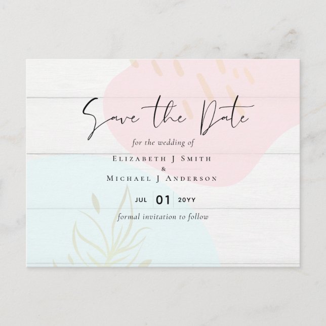 Cartão Postal Casamento Abstrato Moderno Japandi Escandinavo (Frente)