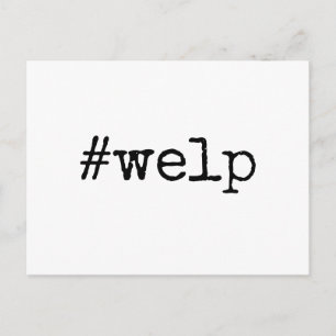 Cartão Postal Casamento adiado de Black on White Hashtag Welp