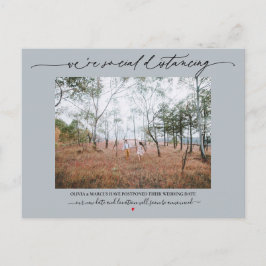 Cartão Postal Casamento Adiado por Distanciamento Social Azul Po