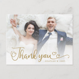 Cartão Postal Casamento Agradecimento | Roteiro Dourado Sobre Fo