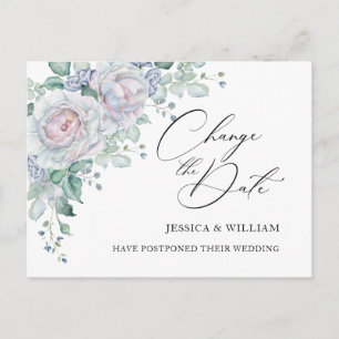 Cartão Postal Casamento Alterar a Data Rosas Azuis