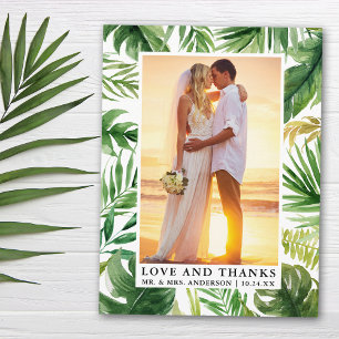 Cartão Postal Casamento Amor Agradecimento Tropical Verde Água