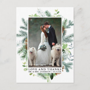 Cartão Postal Casamento Amor e Agradecimento de Pinheiro Verde Á