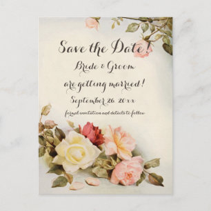 Cartão Postal Casamento Antigo Jardim de Rosas Flores Vintage