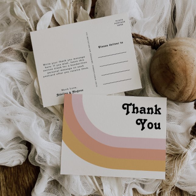 Cartão Postal Casamento Arco-Íris dos anos 70 Modernos Obrigado (Criador carregado)