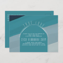 Cartão Postal Casamento Azul De Peacock No Oceano de Vidro Moder