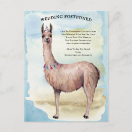 Cartão Postal Casamento Azul Funny Llama Adiado Alteração de Dat