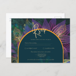 Cartão Postal Casamento Azul Verde Paquock Jewel Tones