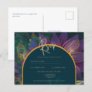 Cartão Postal Casamento Azul Verde Paquock Jewel Tones