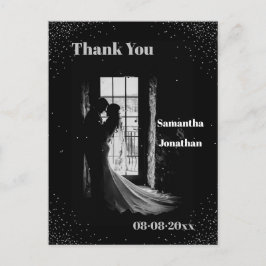 Cartão Postal Casamento Black Simple Night Sky Obrigado