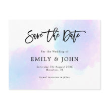 Casamento Blue/Lilac Watercolor/Script Salvar A Da