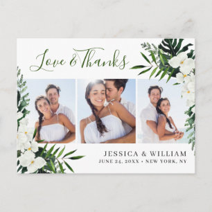 Cartão Postal Casamento Boêmico com Orquídeas Brancas Elegantes 