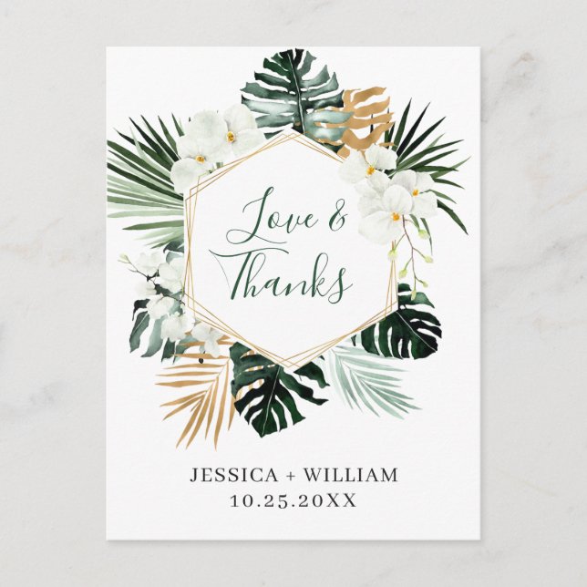 Cartão Postal Casamento Boêmico com Orquídeas Brancas Elegantes  (Frente)