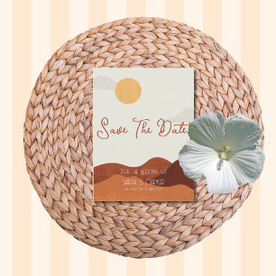 Cartão Postal Casamento Boho Terracota Pôr do Sol no Deserto