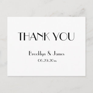 Cartão Postal Casamento Branco Deco Mínimo Obrigado Cartões-post