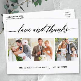 Cartão Postal Casamento Caligrafia Moderna 3 Foto Amor e Gratidã