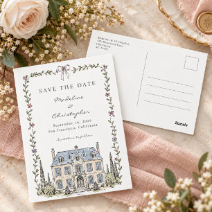 Cartão Postal Casamento Caprichoso no Castelo Francês Salve a Da