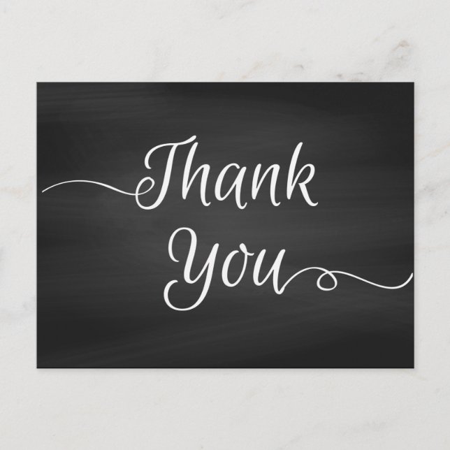Cartão Postal Casamento Chalkboard adicionar foto Obrigado (Frente)
