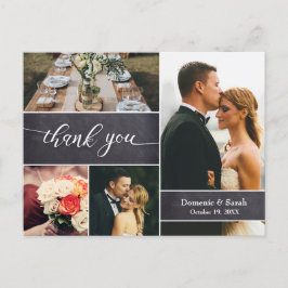 Cartão Postal Casamento Chalkboard Obrigado Colagem Fotográfica 