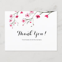 Casamento Chic Watercolor Cherry Blossom Obrigado