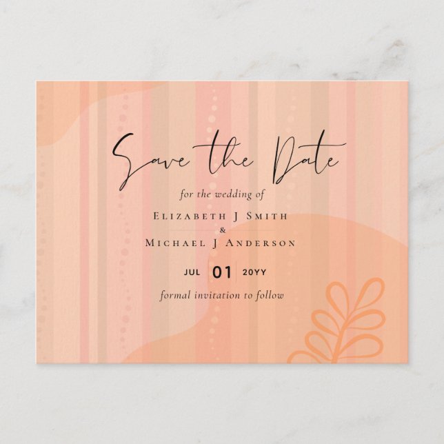 Cartão Postal Casamento com Abstrato moderno japonês escandinavo (Frente)