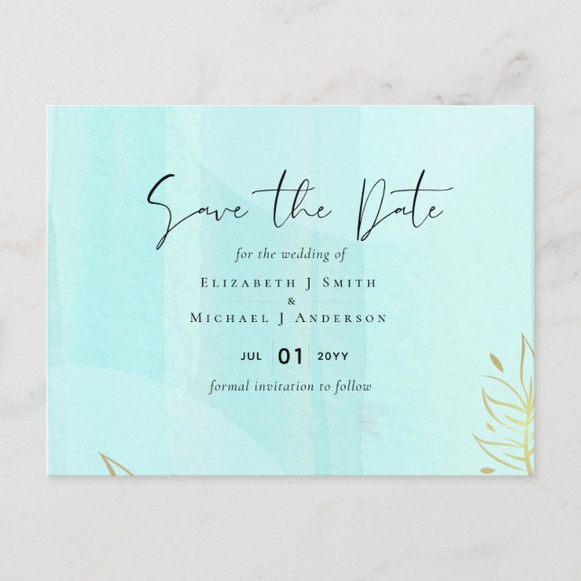 Cartão Postal Casamento com Abstrato moderno japonês escandinavo (Frente)