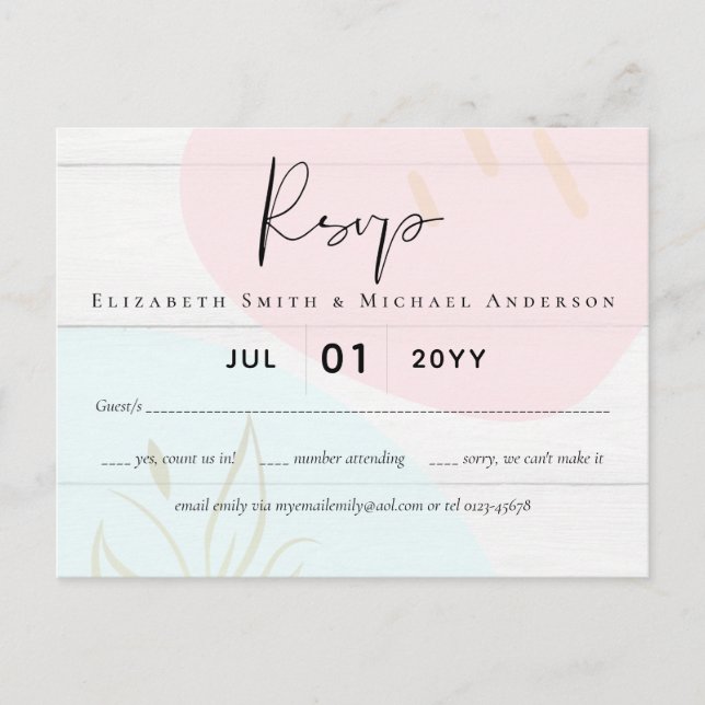 Cartão Postal Casamento com Abstrato moderno japonês escandinavo (Frente)