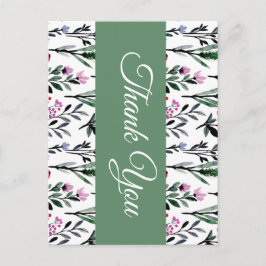 Cartão Postal Casamento com Aquarela Floral Caprichosa
