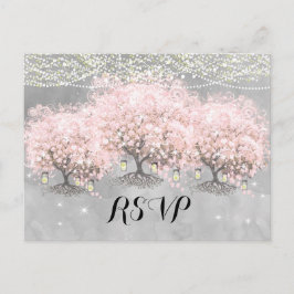 Cartão Postal Casamento com aves da árvore de árvores de pintura
