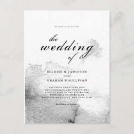 Cartão Postal Casamento com Caligrafia em Ómbre Negro e Branco