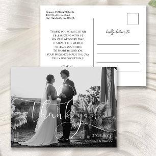 Cartão Postal Casamento com Caligrafia Moderna Obrigado Foto